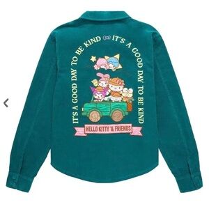 Sanrio Hello Kitty & Friends “Good Day To Be Kind” Oversized Teal Women’s Jacket